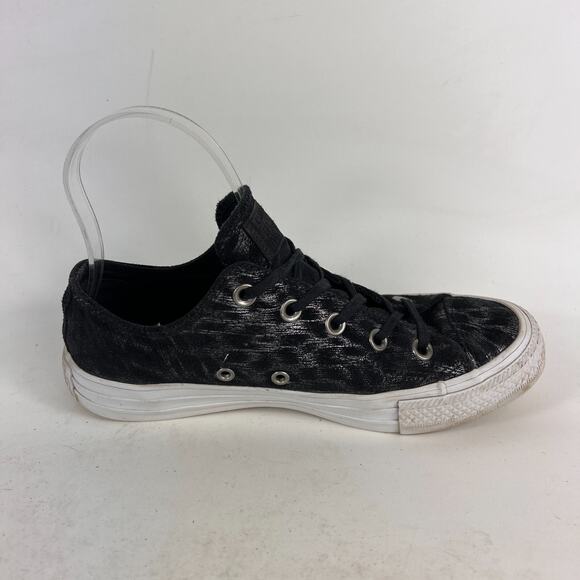 Converse all star chuck Taylor shoes women’s size 6 black white metallic cheetah - Picture 3 of 12